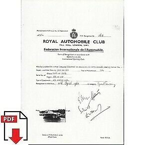 1964 Austin-Healey 3000 MK.III FIA homologation form PDF download (RAC)